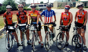 Six riders in group, mainly women from O.C..