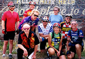 Gunnel with group of cyclists.