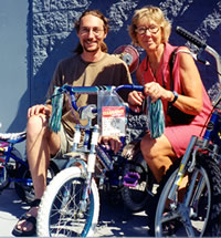 Gunnel and Marcus and her new bike.